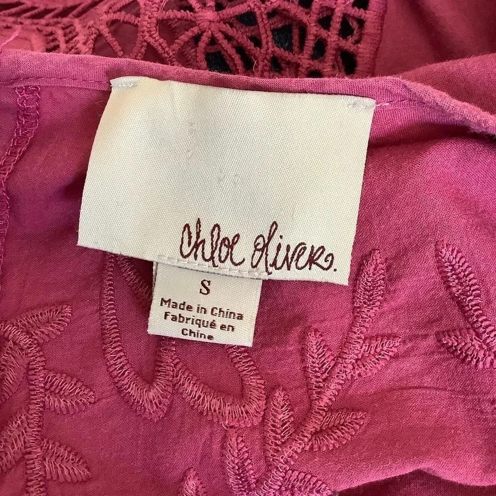 Anthropologie Chloe Oliver Plum Pink Lace Top Sz-S
